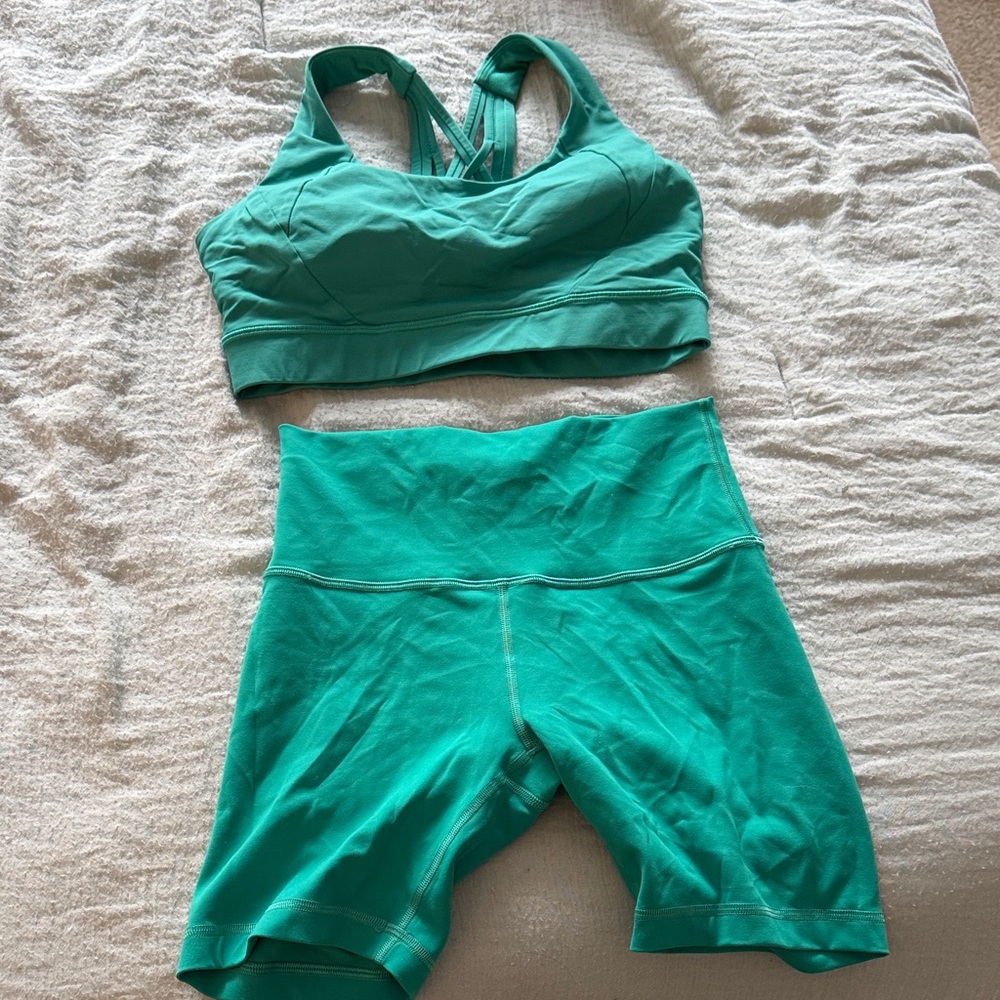 lululemon athletica tropics tone Teal Bike Shorts - Picture 3 of 8